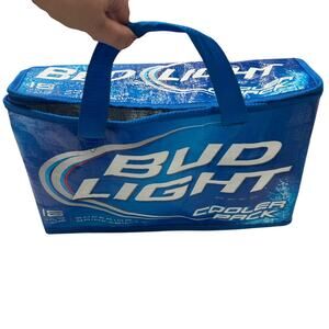 Bud Light Blue Insulated Cooler Tote Bag 18 Can Soft Zip Top